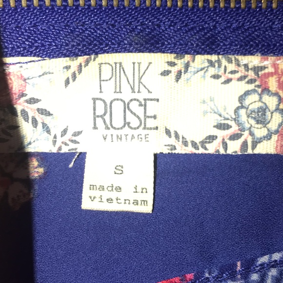 Blue Floral Pink Rose Dress Tank - Picture 3 of 3